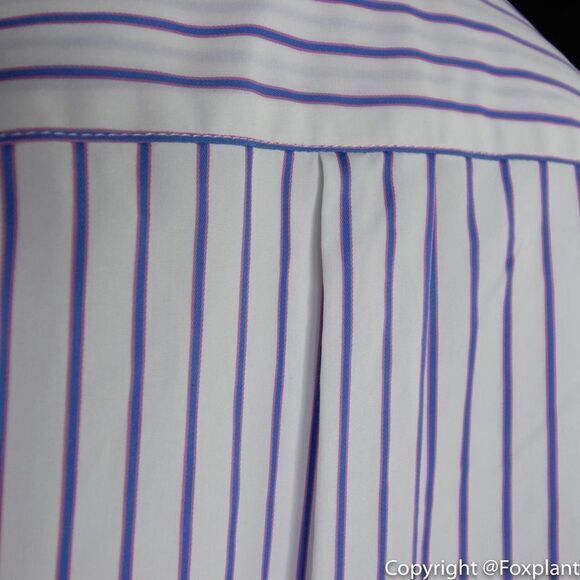 NWOT Petersyn smocked puff short sleeve button front top,‎ white with stripes - Picture 14 of 15